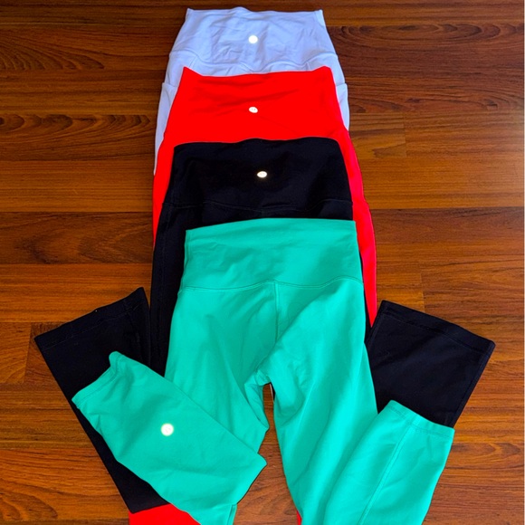 Lululemon Leggings Bundle Align & Wunder Train 
Kid 14/16 Green Red Blue Black - Picture 1 of 12